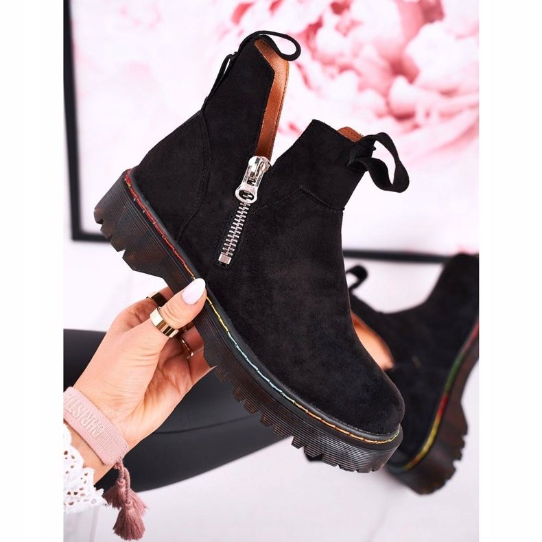 Chelsea -stövlar för kvinnor med färgglada sömmar i svart Addison 1