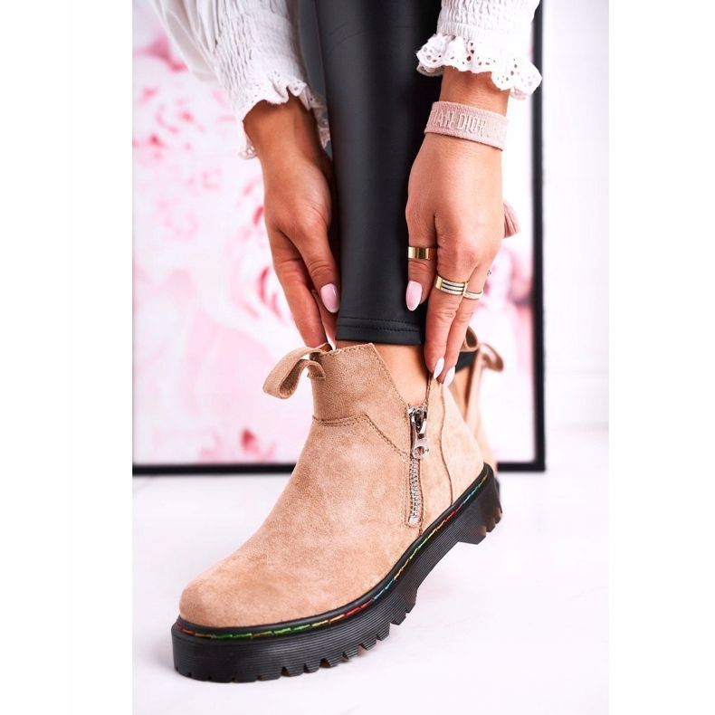 Chelsea stövlar för kvinnor med färgglada sömmar i beige Addison 2