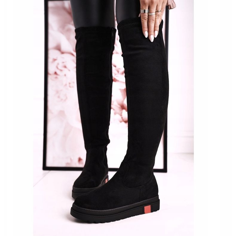 Kvinnors höga stövlar mocka svart Gracelyn 2