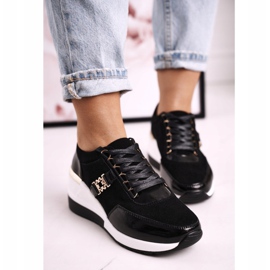 S.Barski Kvinnor Läder Wedge Sneakers Svart Guld Roxette gyllene 1