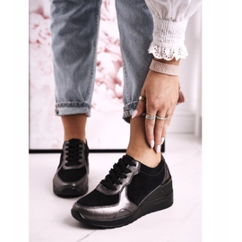 S.Barski Kvinnor Leather Wedge Sneakers Black Roxette svart 2