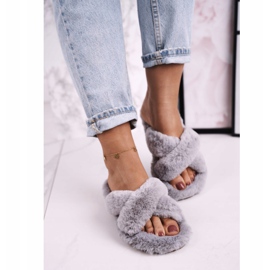 FJ1 Dam Päls Tofflor Grå Cozy Time 2