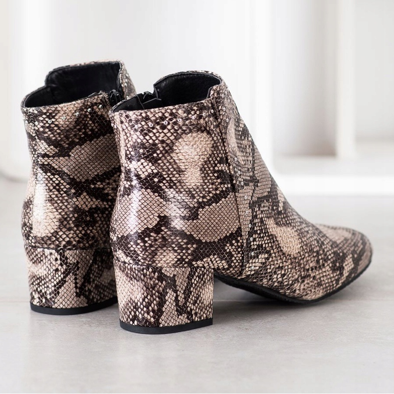 SHELOVET Snake Print Boot beige brun 1