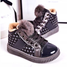 Linshi Barns varma stövlar Sneakers i prickig grå Anastasia silver- 2