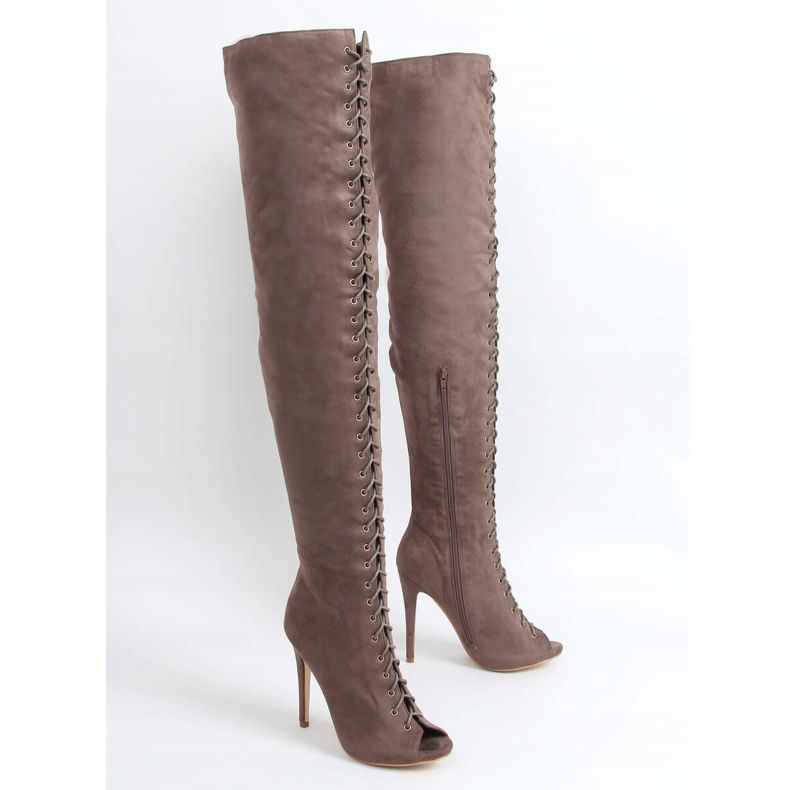 Överknä stövlar khaki med öppen tå JM-67 Khaki beige 1