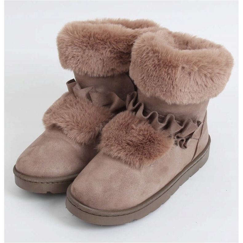 Beige snöstövlar för kvinnor A976 Khaki 1