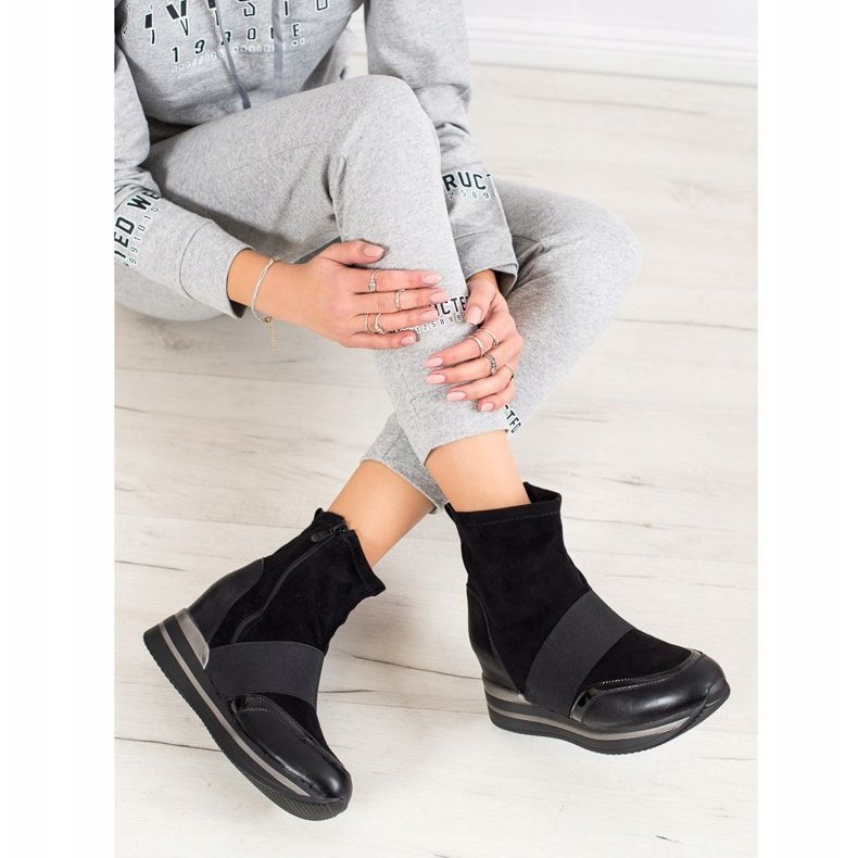 SHELOVET Trendiga kilkängor svart 1