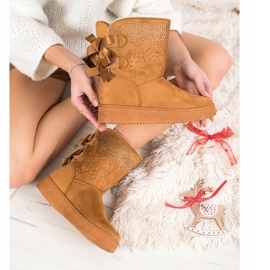 Small Swan Mukluki med kristaller brun 1