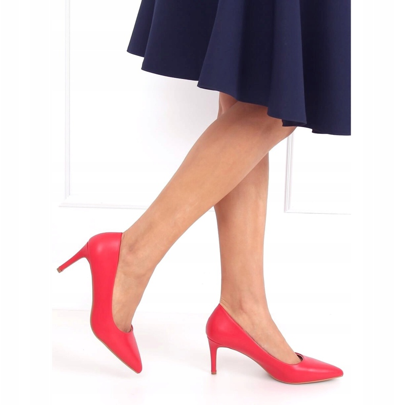 Röd CD62P Röd stilettos med låg häl 1