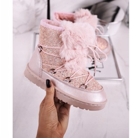 FRROCK Barns snöskor med pälsrosa Minnie Mouse silver- 2