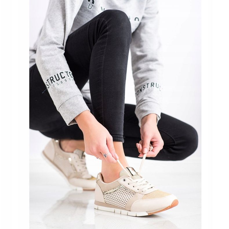 Kylie Openwork sportskor beige gyllene 1