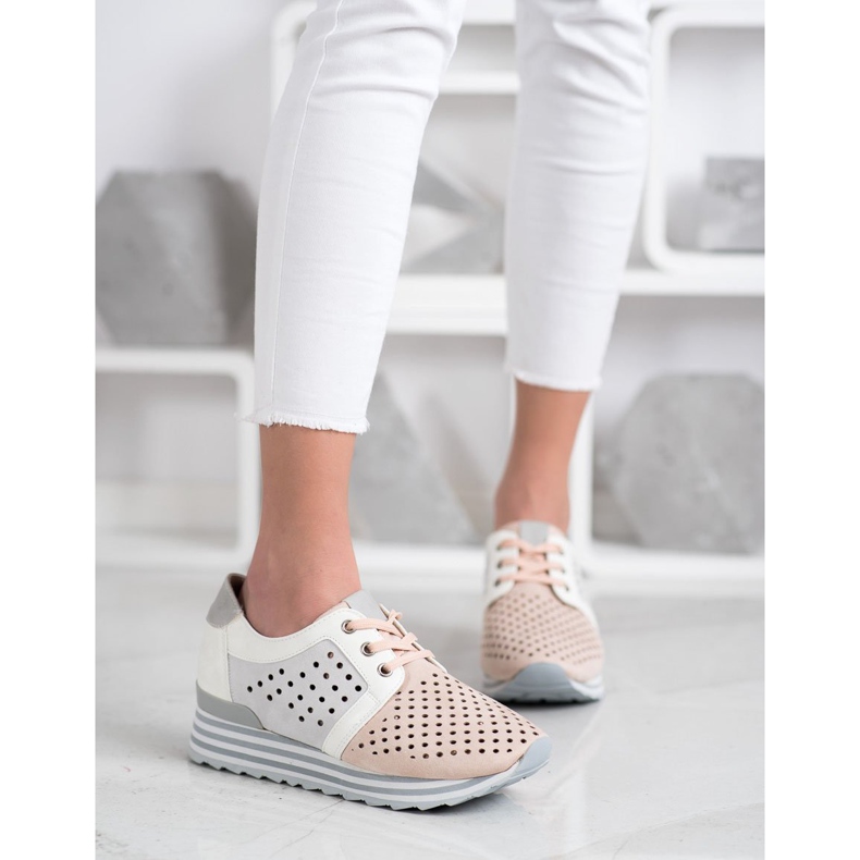 Aclys Openwork sneakers vit rosa grå 1