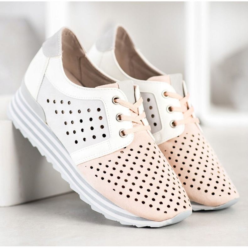 Aclys Openwork sneakers vit rosa grå 2