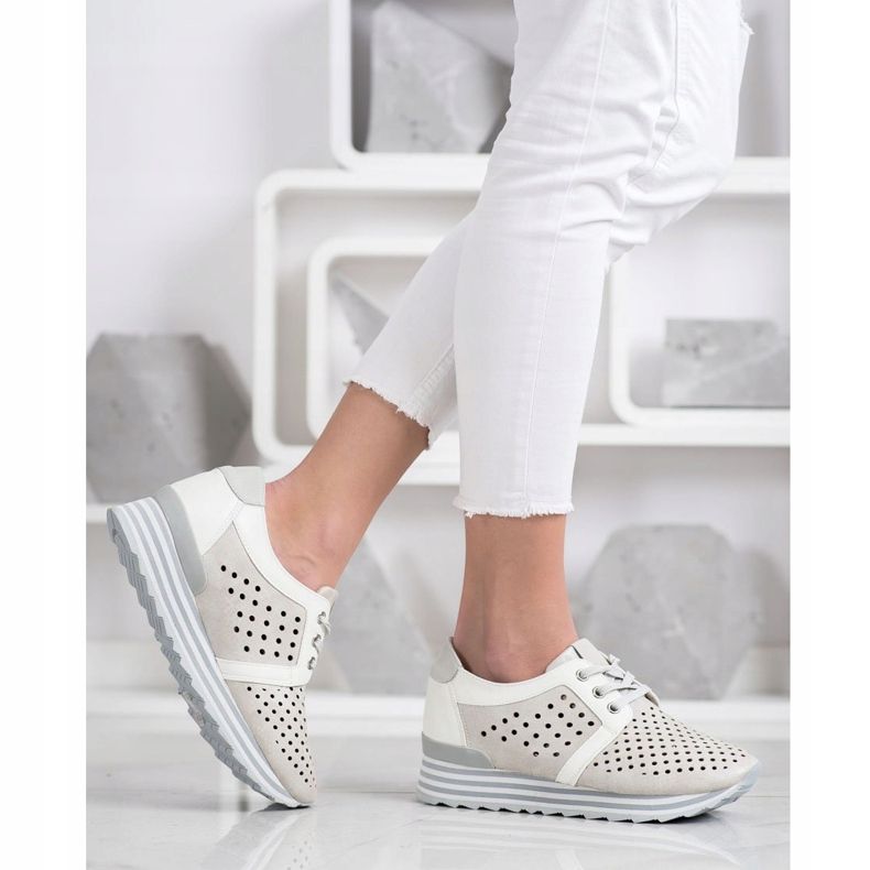Aclys Openwork sneakers beige vit grå 2