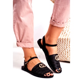 Svarta kvinnors platta sandaler Lu Boo Flätad Felicia 2