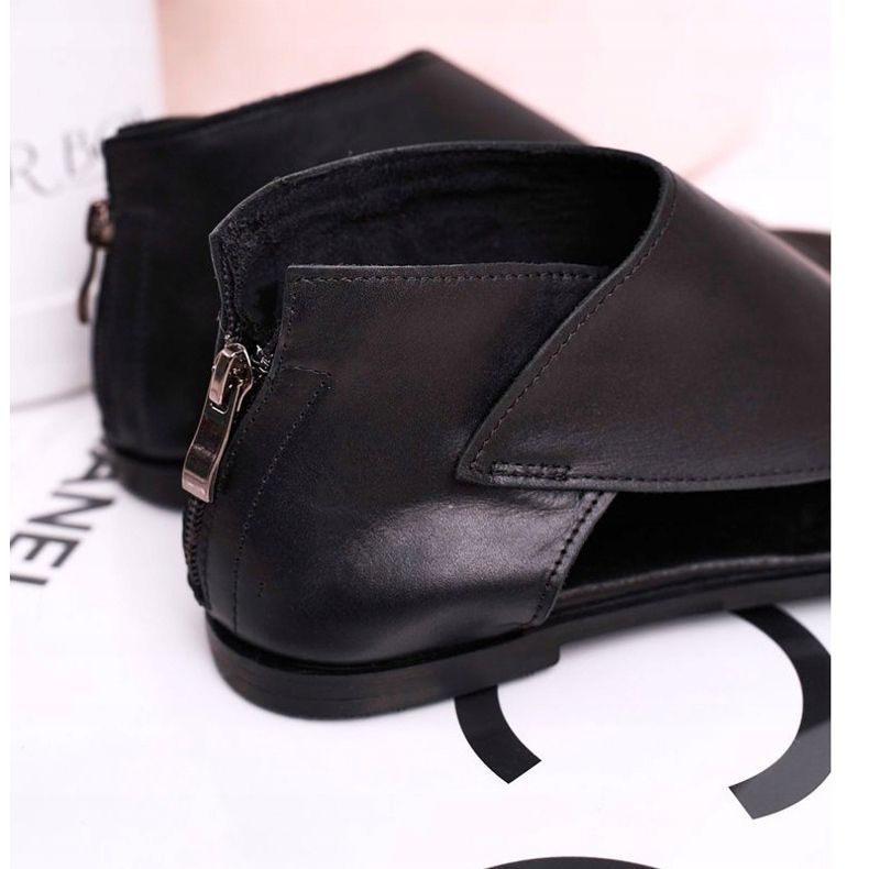 Nicole Kvinnors platta lädersandaler Svart Natalie 1