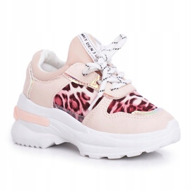 FRROCK Barns sportskor i leopardmönster rosa öre beige 5