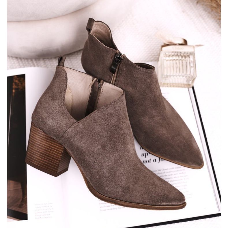 Nicole Damstövlar med utskuret mocka brun Lawrence 2