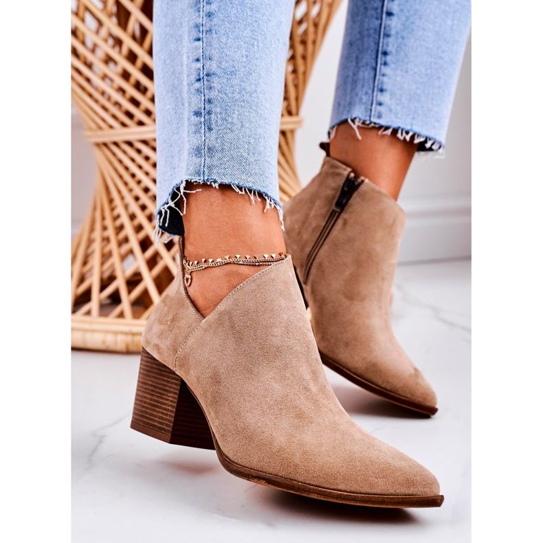 Nicole Dam stövletter med utskurna mocka Beige Lawrence brun 2