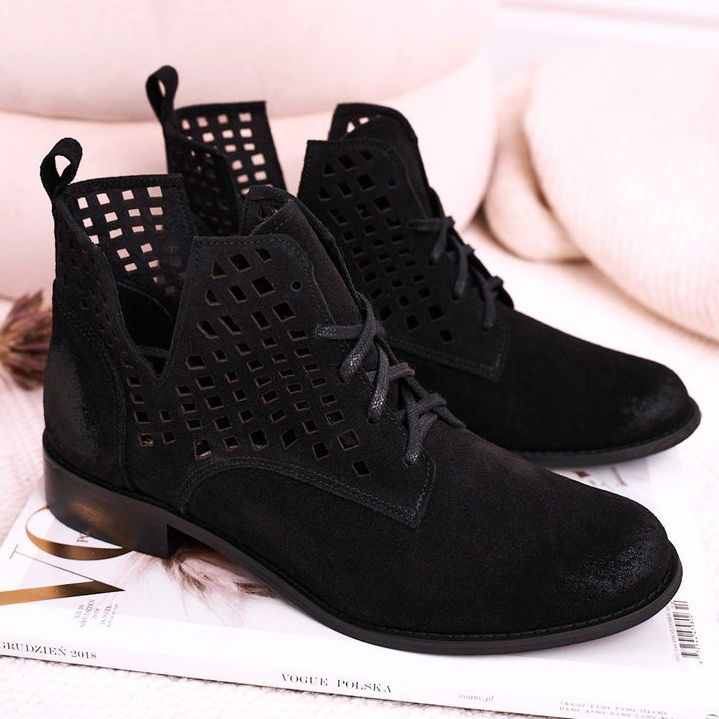 Nicole Kvinnors Openwork Suede Black Susannah stövlar svart 1