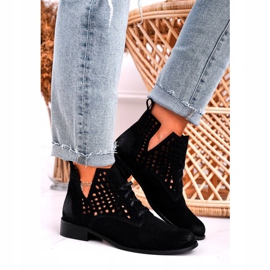 Nicole Kvinnors Openwork Suede Black Susannah stövlar svart 2