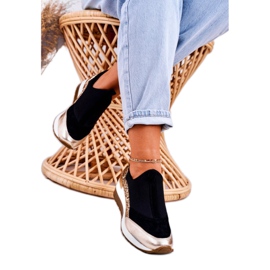 Nicole Kvinnors läder Wedge Sneakers Black Golden Frances svart 1