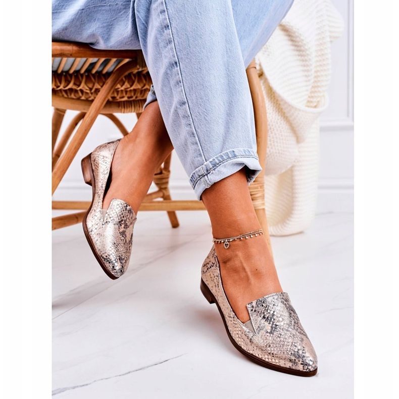 Nicole Dam Läder Loafers Animal Pattern Golden Scarlett mångfärgad gyllene 2