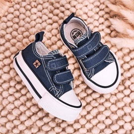 Barn låga sneakers med kardborreband Big Star HH374201 Marinblå 2