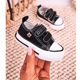 Barn låga sneakers med kardborreband Big Star HH374096 svart 2