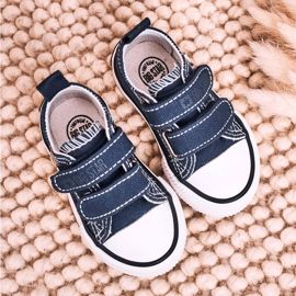 Barn låga sneakers med kardborreband Big Star HH374097 Marinblå 2