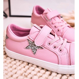 Barnskinnsneakers med en stjärna Big Star DD374104 Rosa ['rosa'] 2
