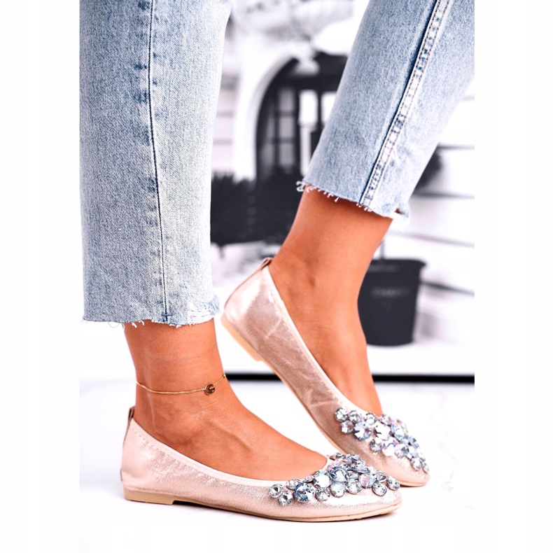 SEA Ballerinor för kvinnor med gyllene kristallstenar 4