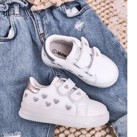 Apawwa Barns sportskor med en lysande sula Led Vit-Silver Boomer 1