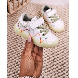 Apawwa Barns sportskor med en upplyst sula Led Vit-Grön Disco 1