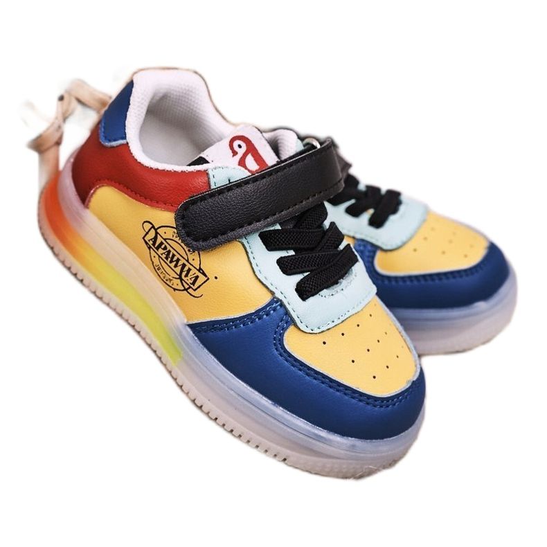 Apawwa Barns sportskor med LED Light Sole Multicolor Scooter blå gul 1