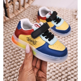 Apawwa Barns sportskor med LED Light Sole Multicolor Scooter blå gul 2