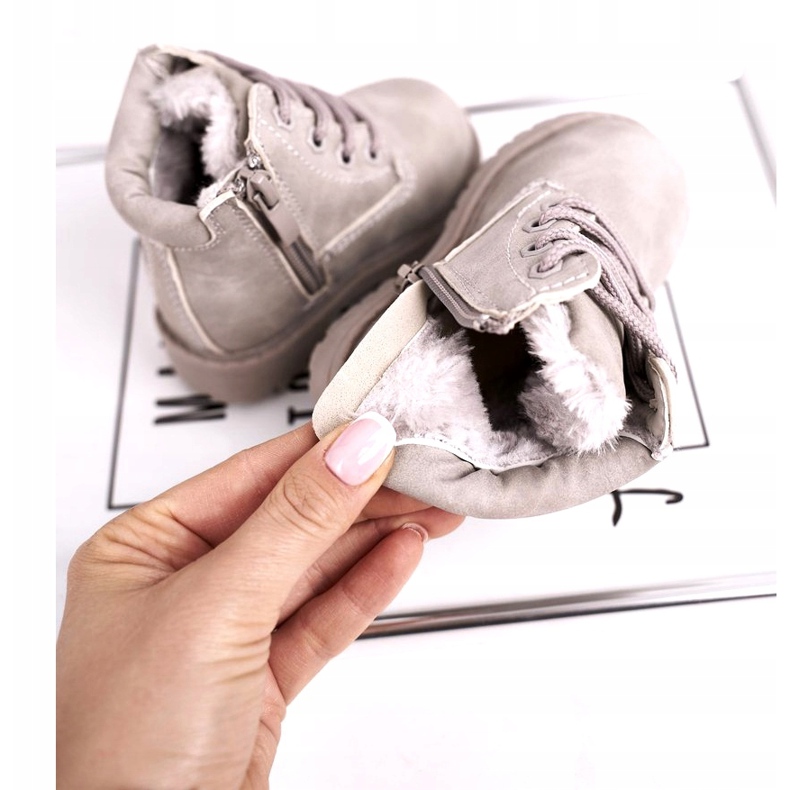 FRROCK Barns varma trapper stövlar grå Dexter 2