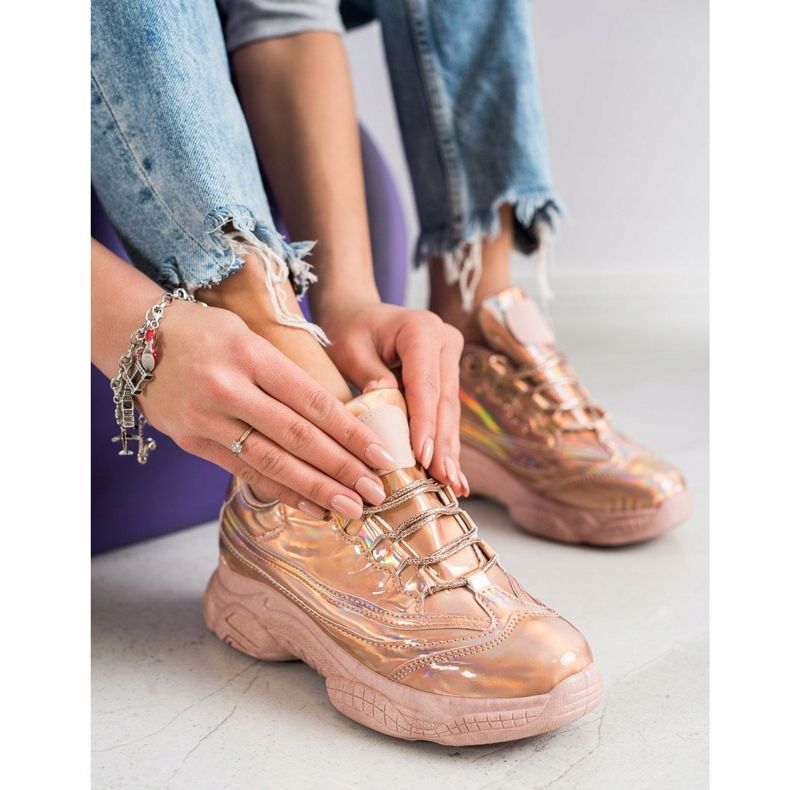 Ideal Shoes Sneakers med Holo -effekt rosa 2