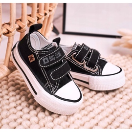Barn låga sneakers med kardborreband Big Star HH374096 svart 1