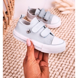 Barn låga sneakers med kardborreband Big Star HH374100 blå 1