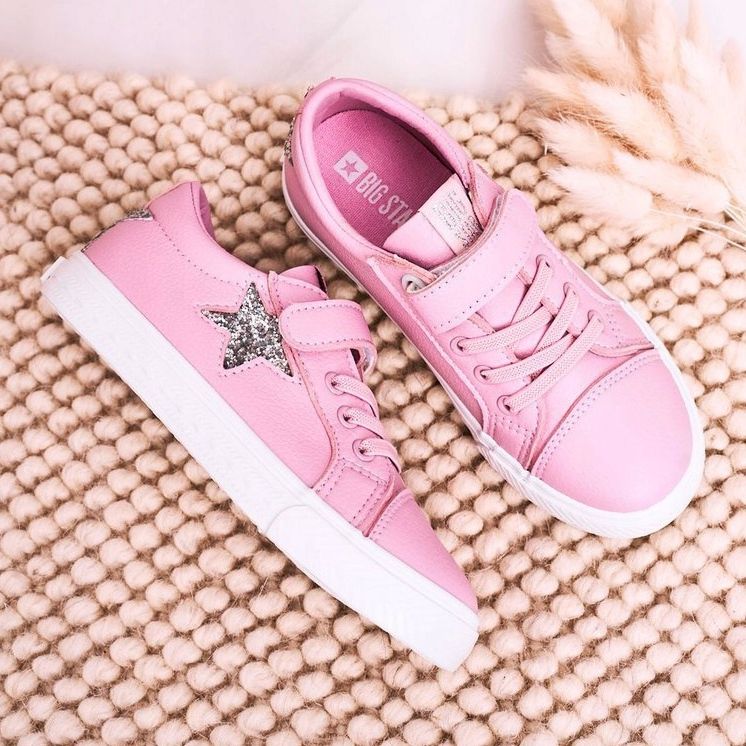 Barnskinnsneakers med en stjärna Big Star DD374104 Rosa ['rosa'] 1