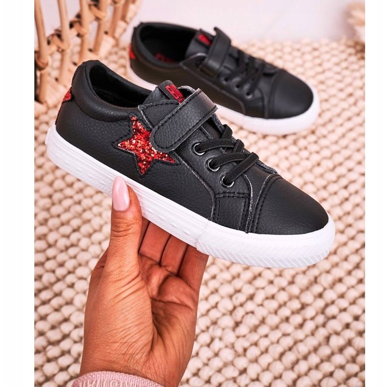 Barnskinnsneakers med en Star Big Star DD374105 Svart 1