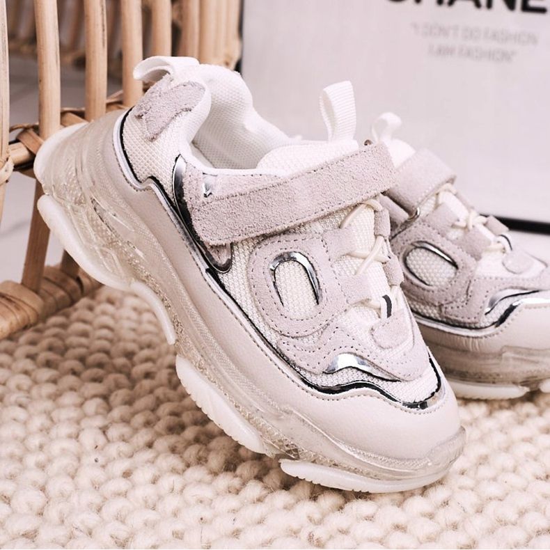 Apawwa Barnsportskor Sneakers med genomskinlig sula Vit Bailey 1