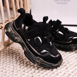 Apawwa Barnsportskor Sneakers med genomskinlig sula svart Bailey 1