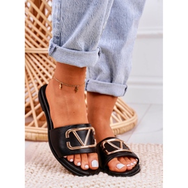 Nicole Dam klassiska läder tofflor svart Evie 2