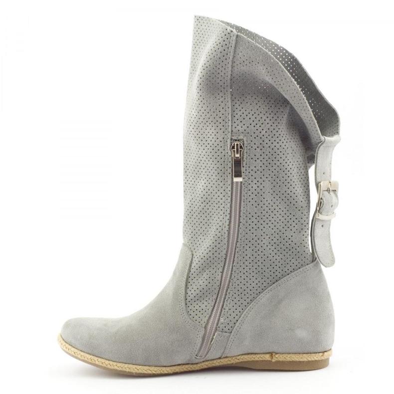 Olivier Genombrutna stövlar Elena Ljusgrå 2