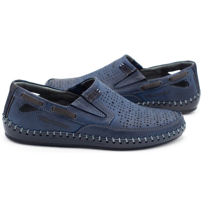 Polbut Herrskor openwork loafers J68L marinblå 1