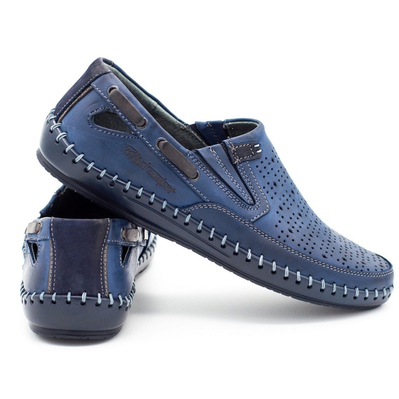 Polbut Herrskor openwork loafers J68L marinblå 2