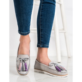 Evento Läder Loafers med fransar beige 2