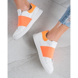 SHELOVET Slip-on skor med elastiskt band vit orange 1